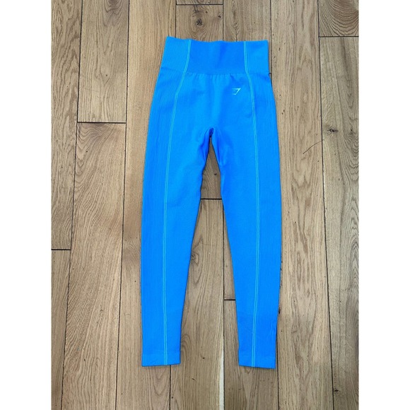 GYMSHARK ULTRA Seamless Blue Leggings Women’s Medium - Picture 2 of 9